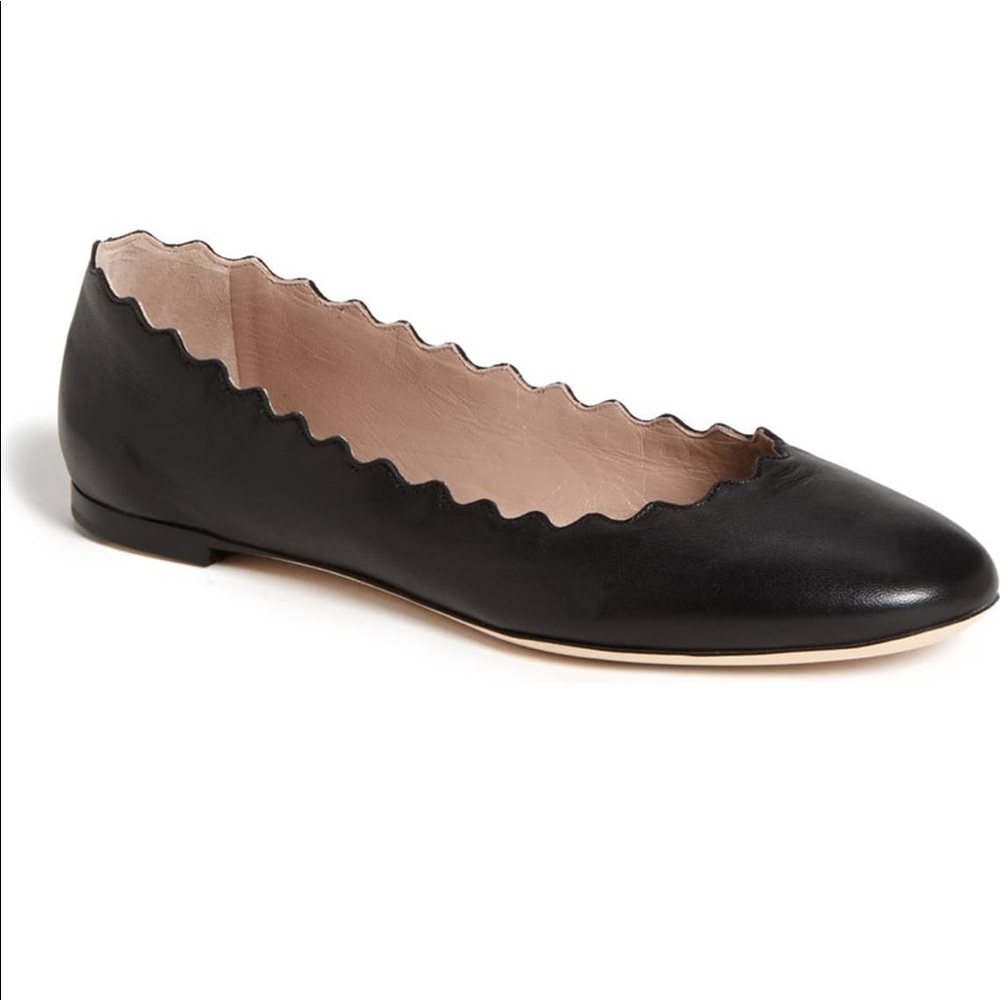 CHLOE ‘Lauren’ scalloped leather ballet flat
